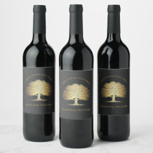 Étiquette Pour Bouteilles De Vin Arbre d'or de vie (Chêne)