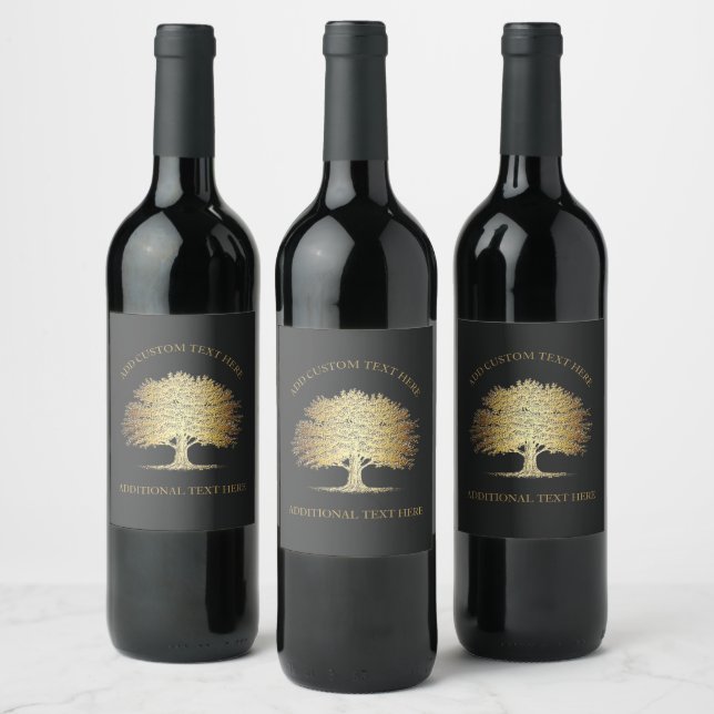 Étiquette Pour Bouteilles De Vin Arbre d'or de vie (Chêne) (Bouteilles)