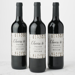 Étiquette Pour Bouteilles De Vin Arbre et Neige Fête de fiançailles d'hiver