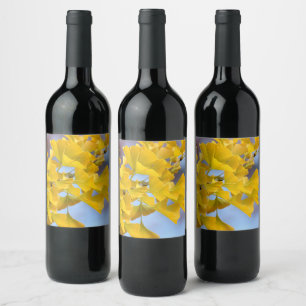 Étiquette Pour Bouteilles De Vin Arbre Ginkgo Feuille jaune