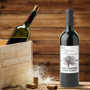 Étiquette Pour Bouteilles De Vin Arbre souvenir de réunion de famille Citation de v