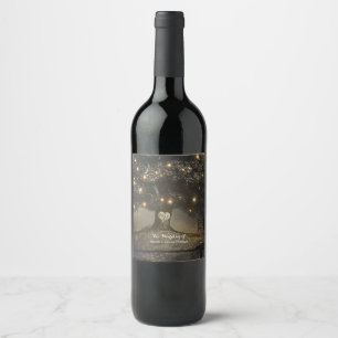 Étiquette Pour Bouteilles De Vin Arbre Vintage & Lumières de Nuit Vin de Mariage Pe