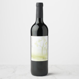 Étiquette Pour Bouteilles De Vin Arbres aquarelles