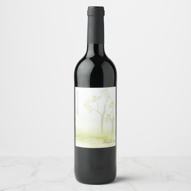 Étiquette Pour Bouteilles De Vin Arbres aquarelles (Devant)