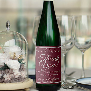 Étiquette Pour Bouteilles De Vin Argent sur le Merci Mariage de Bourgogne