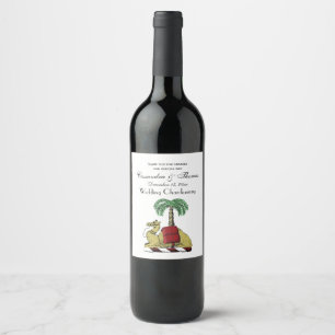 Étiquette Pour Bouteilles De Vin Armoiries de couleur palmier chameau héraldique