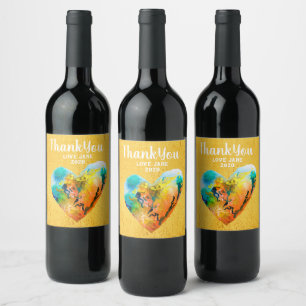 Étiquette Pour Bouteilles De Vin Arrière-coeur graffiti doré