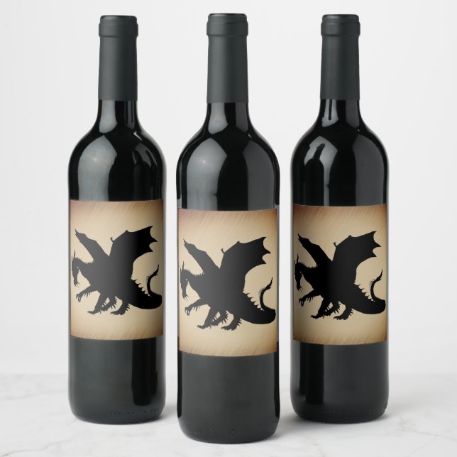 Étiquette Pour Bouteilles De Vin Arrière - plan rustique Black Dragon (Bouteilles)
