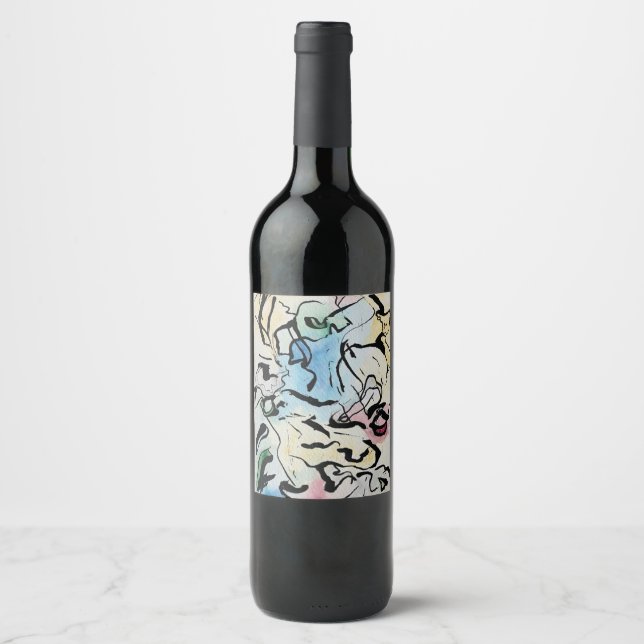 Étiquette Pour Bouteilles De Vin Art Abstrait de l'encre (Devant)