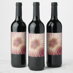 Étiquette Pour Bouteilles De Vin Art Abstrait Fractal Fleur & Tons de Bourgogne