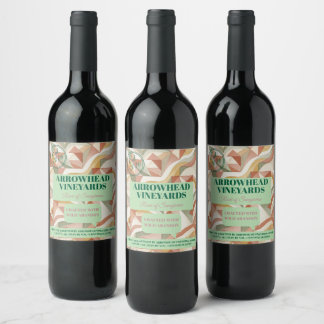 Étiquette Pour Bouteilles De Vin Art abstrait géométrique en terracotta moderne