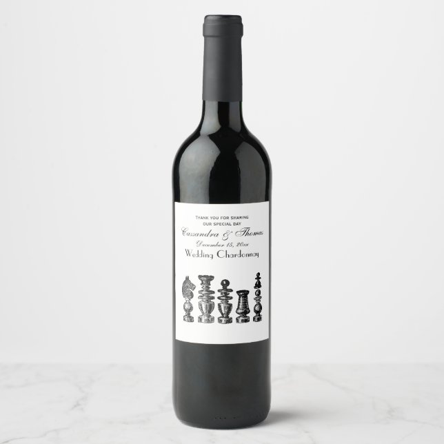 Étiquette Pour Bouteilles De Vin Art de cru de pièces d'échecs (Devant)