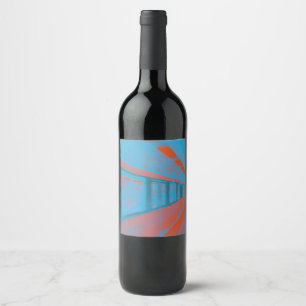 Étiquette Pour Bouteilles De Vin Art de la femme parisienne dans le métro en bleu o