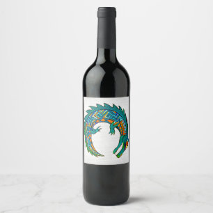 Étiquette Pour Bouteilles De Vin Art de l'alligator tribal