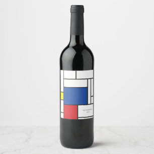 Étiquette Pour Bouteilles De Vin Art Moderne Géométrique Minimaliste De Stijl Mondr