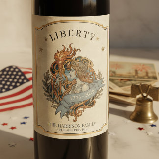 Étiquette Pour Bouteilles De Vin Art Nouveau Lady Liberty USA 250 Motif ID1303
