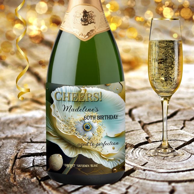 Étiquette Pour Bouteilles De Vin Artiste Floral encourage Anniversaire (Créateur téléchargé)