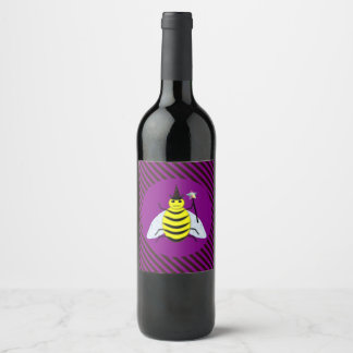 Étiquette Pour Bouteilles De Vin Assistant Abeille magique d'Halloween Purple et ba
