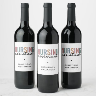 Étiquette Pour Bouteilles De Vin Assistant infirmier personnalisé