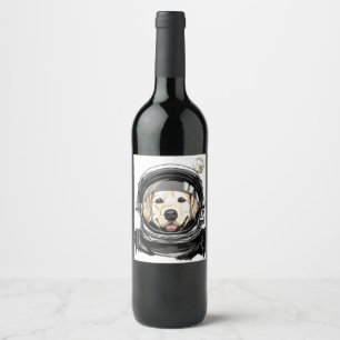 Étiquette Pour Bouteilles De Vin Astronaute De L'Espace Golden Retriever Lover Pet 