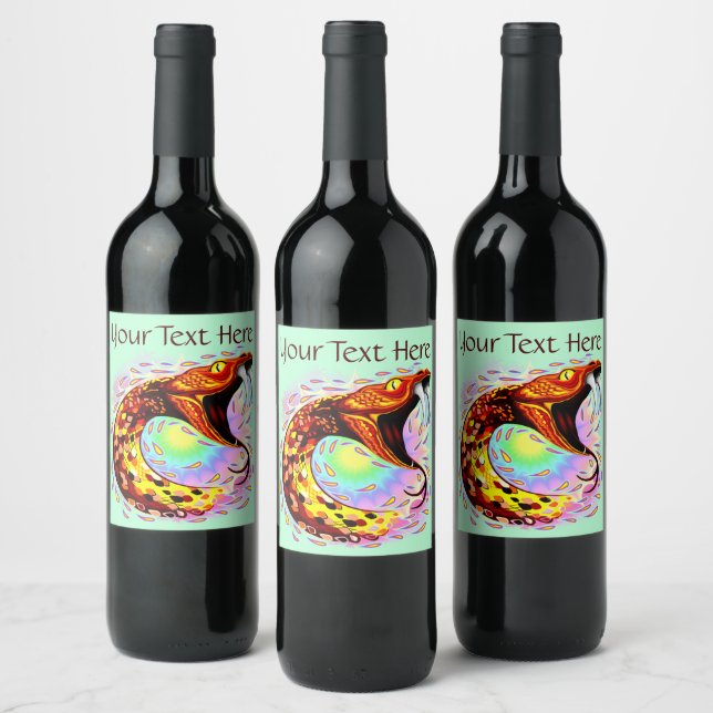 Étiquette Pour Bouteilles De Vin Attaque de serpent Psychedelic Surreal Art (Bouteilles)