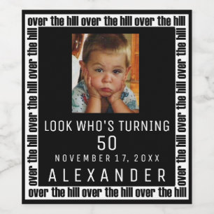 Étiquette Pour Bouteilles De Vin Au-dessus de la colline 50e anniversaire avec phot