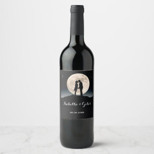 Étiquette Pour Bouteilles De Vin Au-dessus de la Lune et Nuit Étoilée