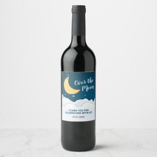 Étiquette Pour Bouteilles De Vin Au-dessus du Baby shower de la Lune