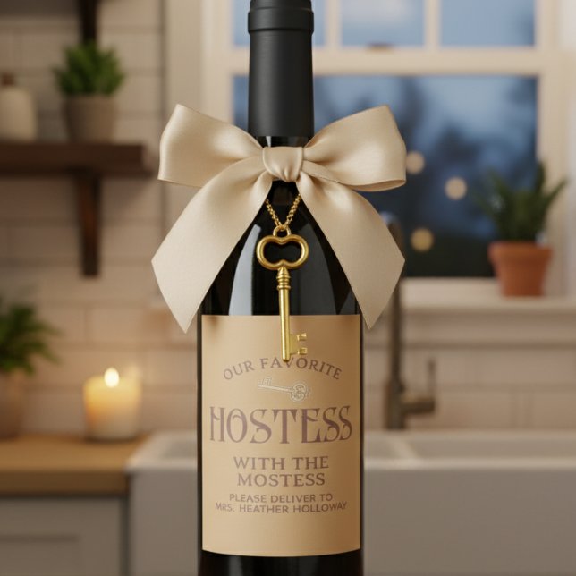 Étiquette Pour Bouteilles De Vin Auberges personnalisées avec le cadeau de script d (Looking for the perfect gift for hostess in your life? )