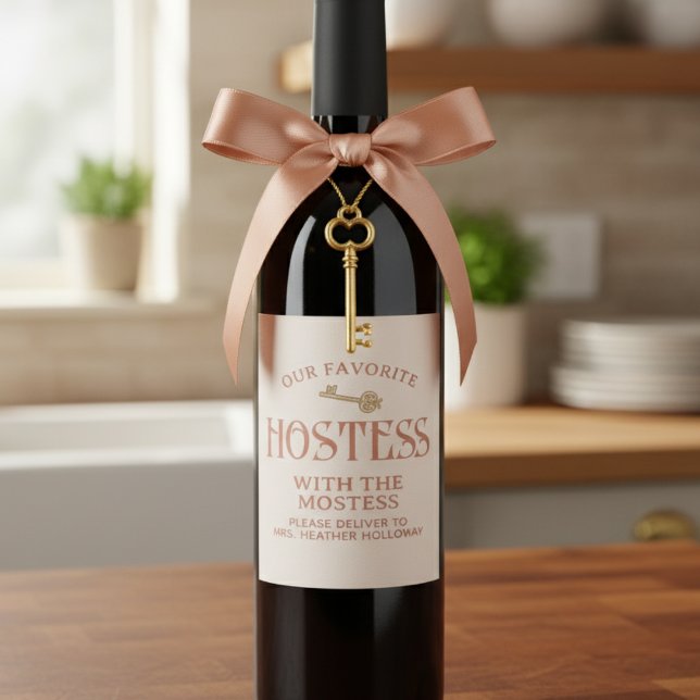 Étiquette Pour Bouteilles De Vin Auberges personnalisées avec le cadeau de script d (Looking for the perfect hostess gift?)