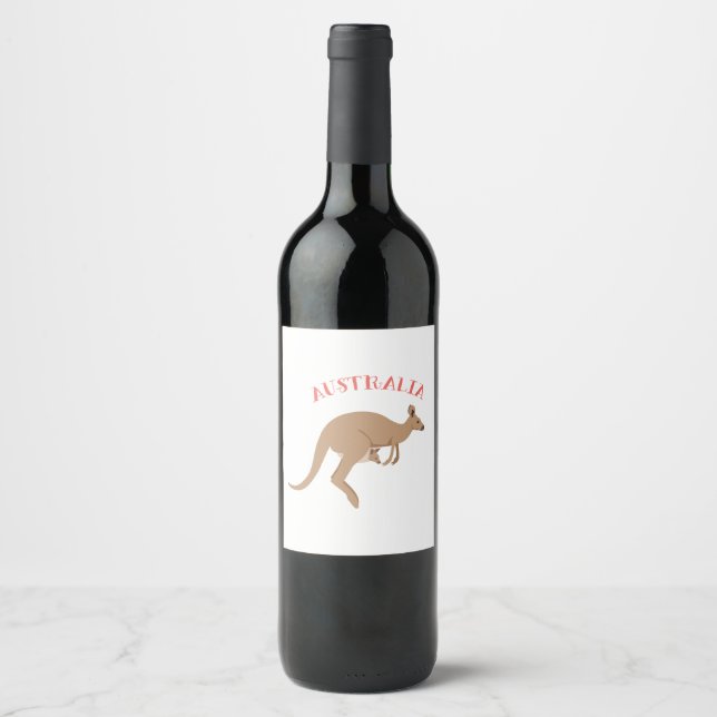 Étiquette Pour Bouteilles De Vin Australie Kangaroo (Devant)