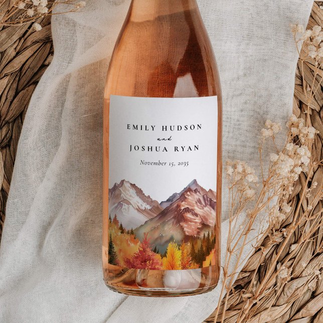 Étiquette Pour Bouteilles De Vin Automne Automne Mariage élégant (Créateur téléchargé)