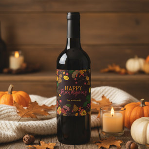 Étiquette Pour Bouteilles De Vin Automne Feuilles Acorns Berries Joyeux Ami