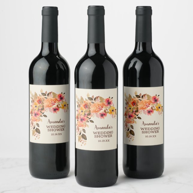 Étiquette Pour Bouteilles De Vin Automne Floral Swag (Bouteilles)