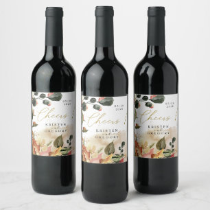 Étiquette Pour Bouteilles De Vin automne se sentir élégant fleurs chevelures mariag