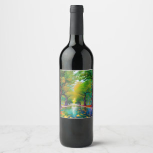 Étiquette Pour Bouteilles De Vin Avenue des arbres feuilles d'automne