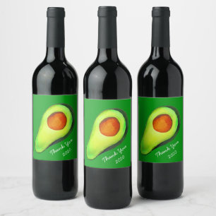 Étiquette Pour Bouteilles De Vin Avocat vert addict art mignon