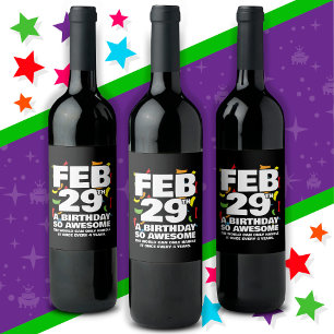 Étiquette Pour Bouteilles De Vin Awesome Anniversaire 2024 Leap Day Leap Année 29 f
