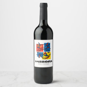 Étiquette Pour Bouteilles De Vin Axolotl abstrait Mondrian néoténie minimaliste rét