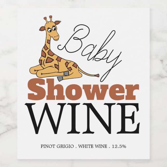 Étiquette Pour Bouteilles De Vin Baby Giraffe, Baby shower (Étiquettes simples)