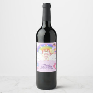 Étiquette Pour Bouteilles De Vin Baby shower arc-en-ciel Pastel Balloon Unicorn