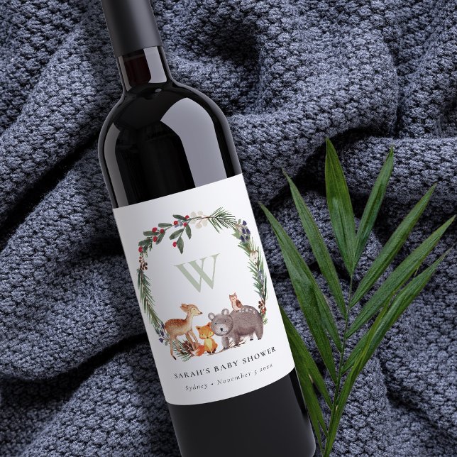 Étiquette Pour Bouteilles De Vin Baby shower de courge feuillu mou en bois (Créateur téléchargé)