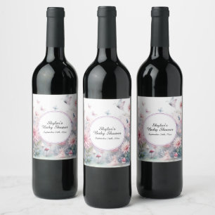 Étiquette Pour Bouteilles De Vin Baby shower de jardin de fées