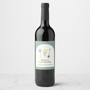Étiquette Pour Bouteilles De Vin Baby shower de jardinage floral de Boho cultivé lo