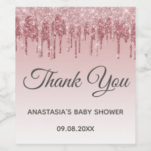 Étiquette Pour Bouteilles De Vin Baby shower de Merci de Parties scintillant en or 