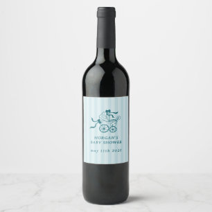 Étiquette Pour Bouteilles De Vin Baby shower de poussette de bébé mignonne Preppy