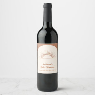 Étiquette Pour Bouteilles De Vin Baby shower de soleil minimaliste Boho Arch