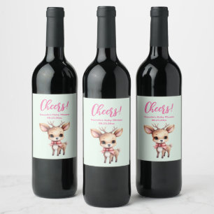 Étiquette Pour Bouteilles De Vin Baby shower d'illustration de dessin de cerfs de b