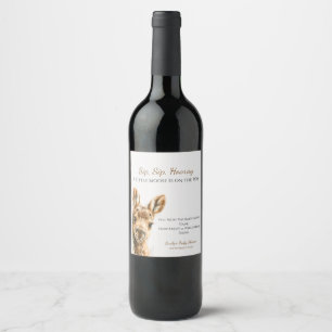 Étiquette Pour Bouteilles De Vin Baby Shower en forêt avec un élan