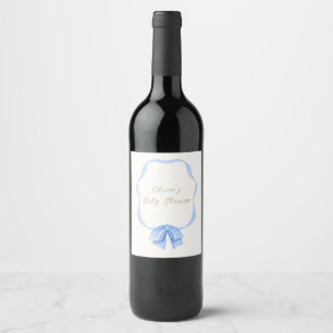 Étiquette Pour Bouteilles De Vin Baby shower pour garçon Vintage bleu en ruban